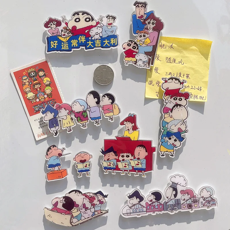 Crayon Shin-Chan Cartoon Acrylic Refrigerator Sticker Kawaii Creative Animation Peripheral Home Decoration Birthday Gift