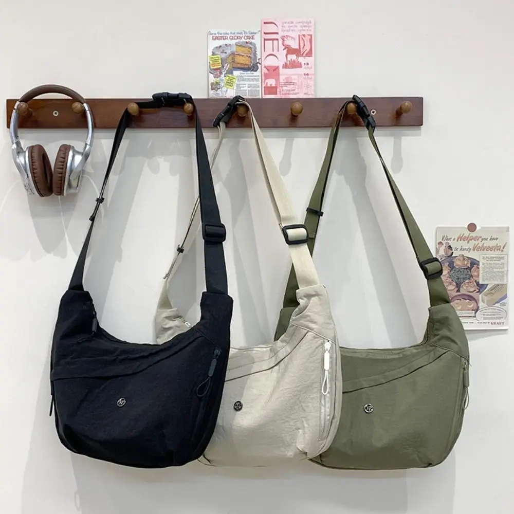 

Korean Style Nylon Crossbody Bag Large Capacity Handbag Oxford Cloth Shoulder Bag Pure Color All-match Dumpling Bag Women