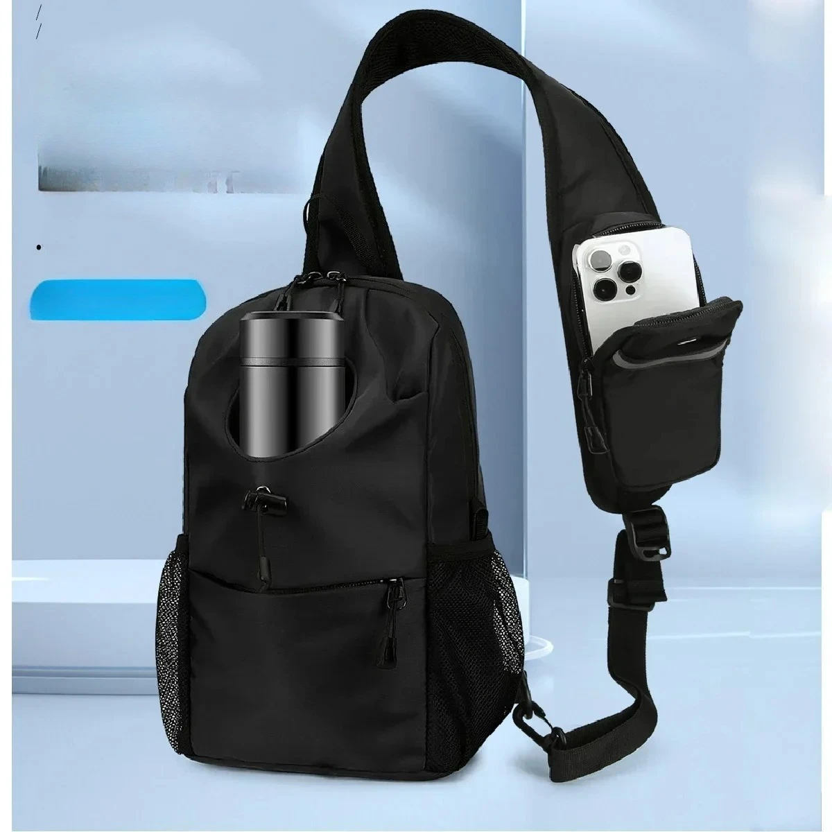 Модная нагрудная сумка для спорта и отдыха, водонепроницаемый нейлоновый материал, сумка для телефона для хранения, многофункциональная и многослойная.