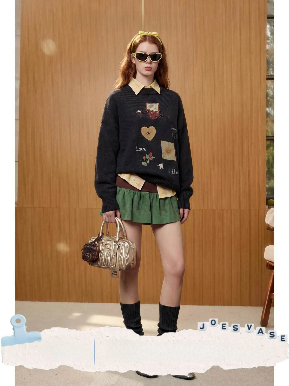 

Bla Knitted Loose Women's Sweater Floral Print Vintage Sle Long Sve Regular Length Casual Wear for Winter Season