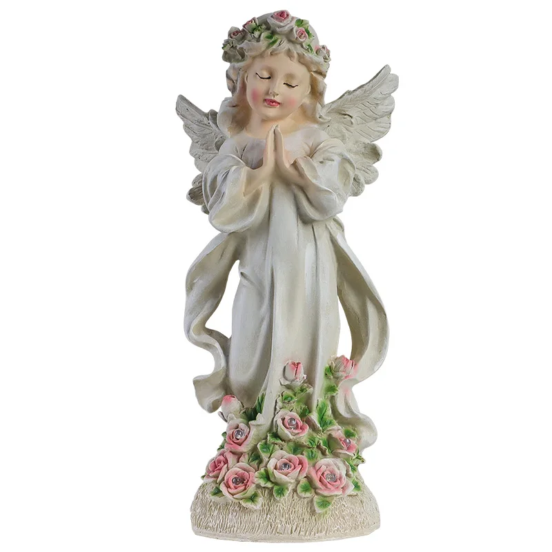 

Solar Power Flower Fairy Night Light Angel Girl Statue Waterproof Outdoor Garden Courtyard Lamp Home Decoration Resin Sculpture