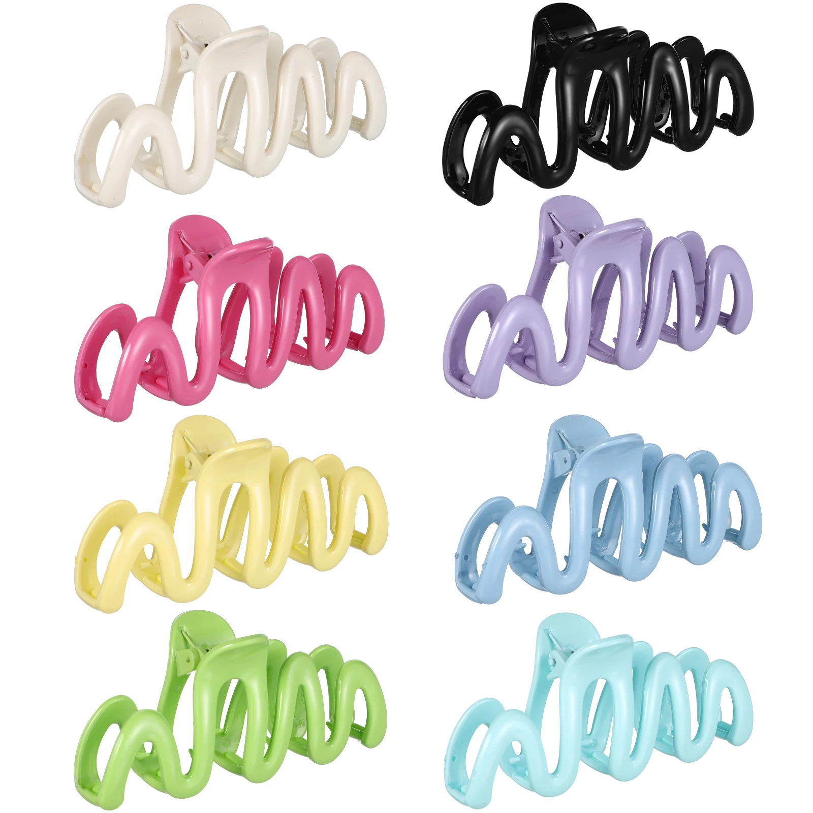 

8 pcs Wavy Hair Clips Claw Thick Accessories Girls Hairpin Long Lasting Firm Grip Comfortable Use Versatile Hairstyles Gifts