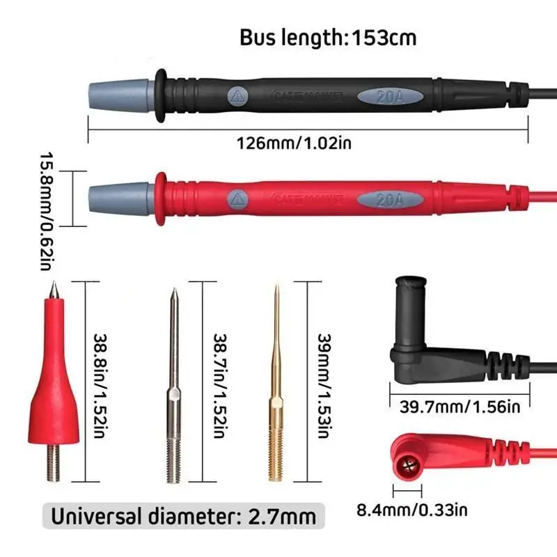 Multifunktionale abnehmbare Spezialspitze 1000 V 20 A vergoldete Multimeter-Sonde, austauschbarer Stift-Multimeter-Sondendraht – Detail 9
