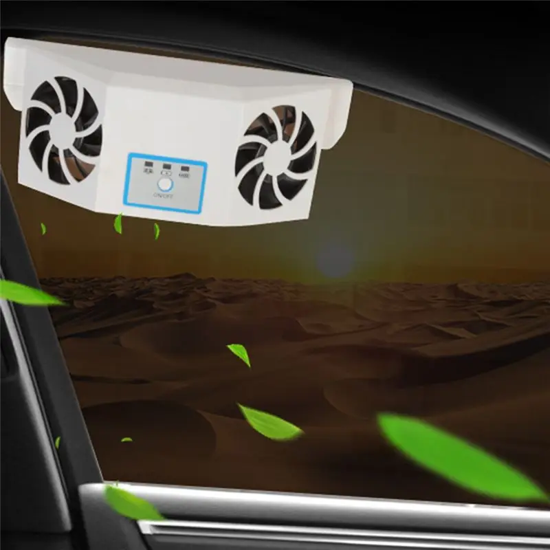 Superior-Solar Car Fan Exhaust Fan Air Circulation Cooling And Heat Dissipation High Wind Power 2 Head Ventilation Fan