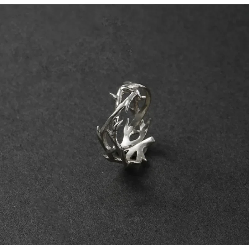 Vintage Ins Style Adherence Men's and Women's Rings with Branches, Thorns, Couples' Ring Gifts, Fashion and Personality Y2k