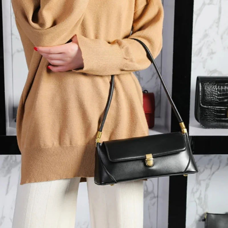 

2025 NEW Armpit bag retro niche design high-end solid color one-shoulder portable genuine leather women's bag spring