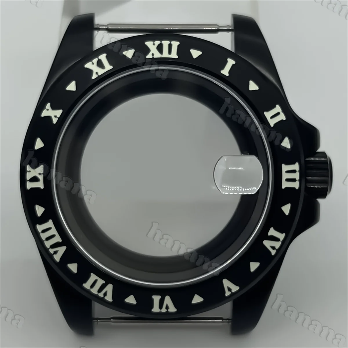 NH35 Angka Romawi Bezel Tetap Hitam Casing Bercahaya Tahan Air Kaca Safir Cocok NH34 35A NH36 Ronda515 ETA2824 Gerakan PT5000