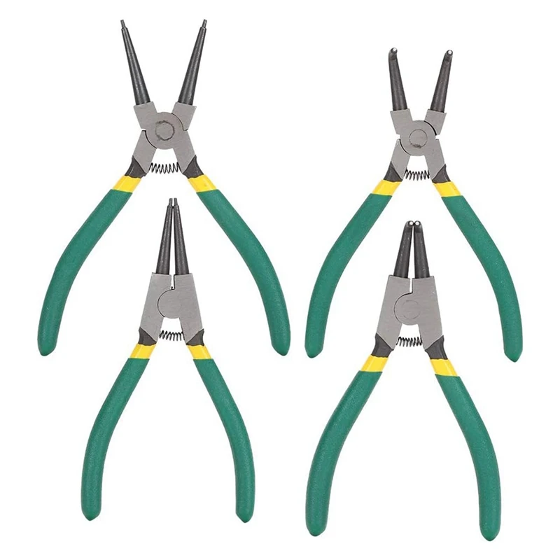 【Top Picks】4 Piece Circlip Pliers Set, Includes Snap Circle Pliers For Mini Internal & External Use, Straight & Bent Tips