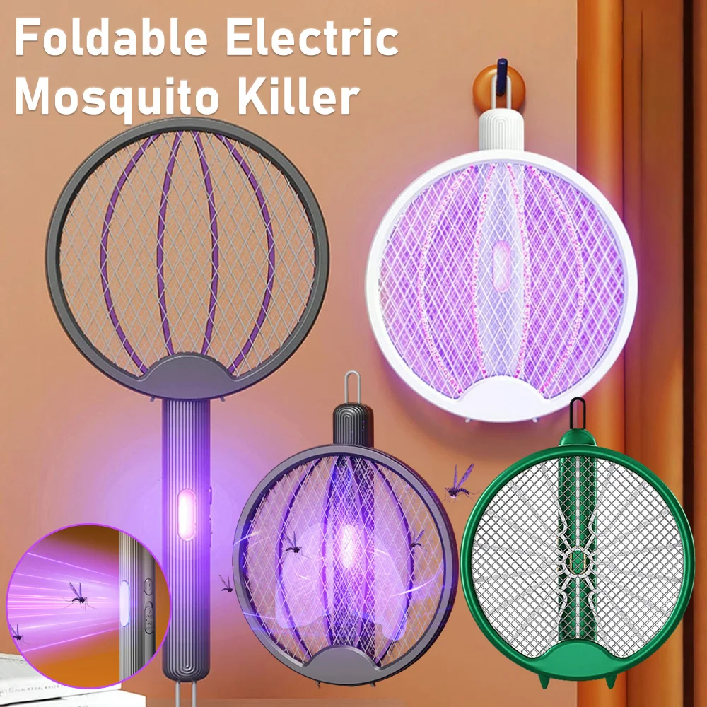 

4in1 Foldable Electric Mosquito Killer USB Rechargeable Fly Swatter Trap Mosquito Killer UV Lamp Bug Zapper Fly Insect Zapper