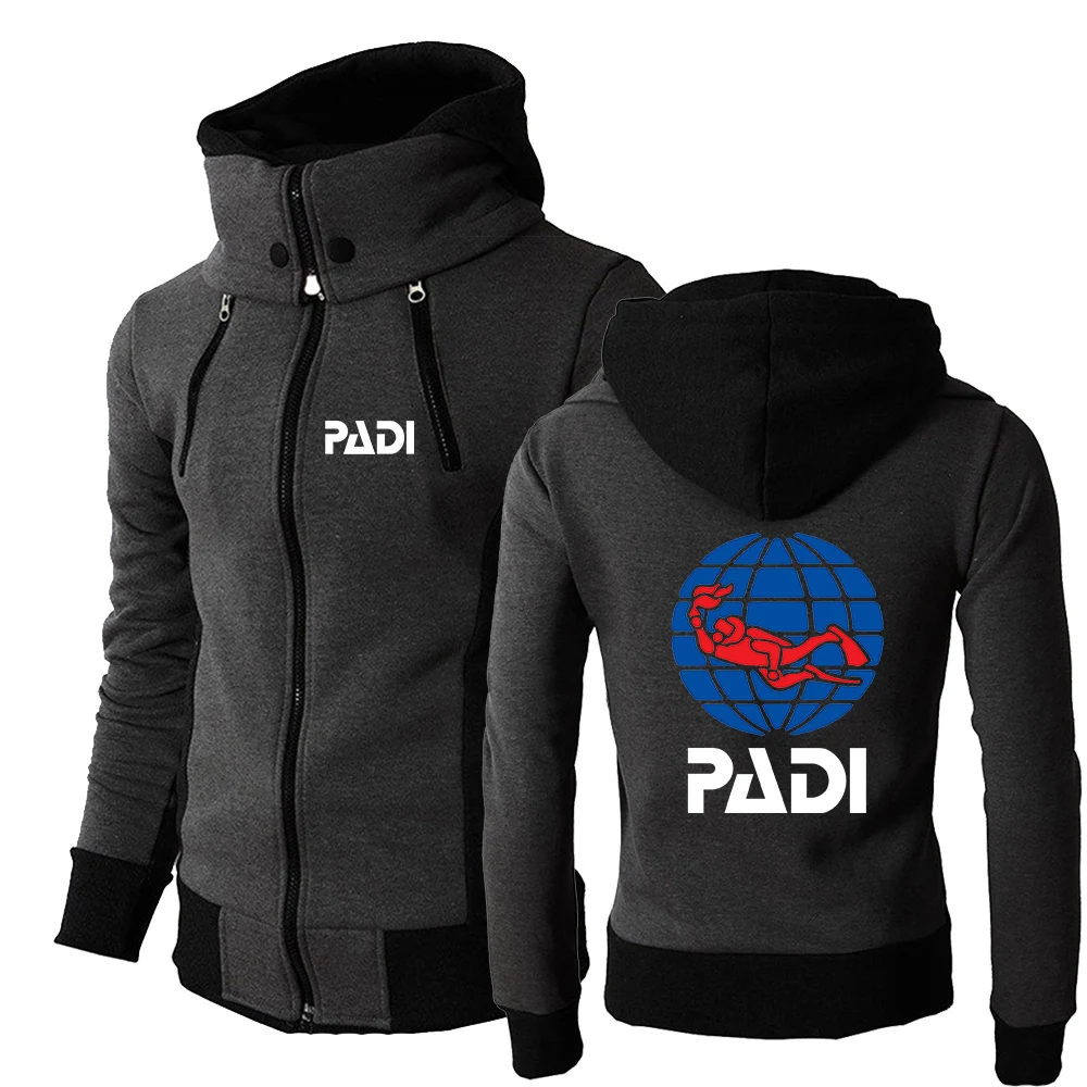 2024 Scuba Driver Padi Spring and Autumn New Men's Chest Zipper Hoodie Three-color Style Causal Comfortable Simplicity Tops