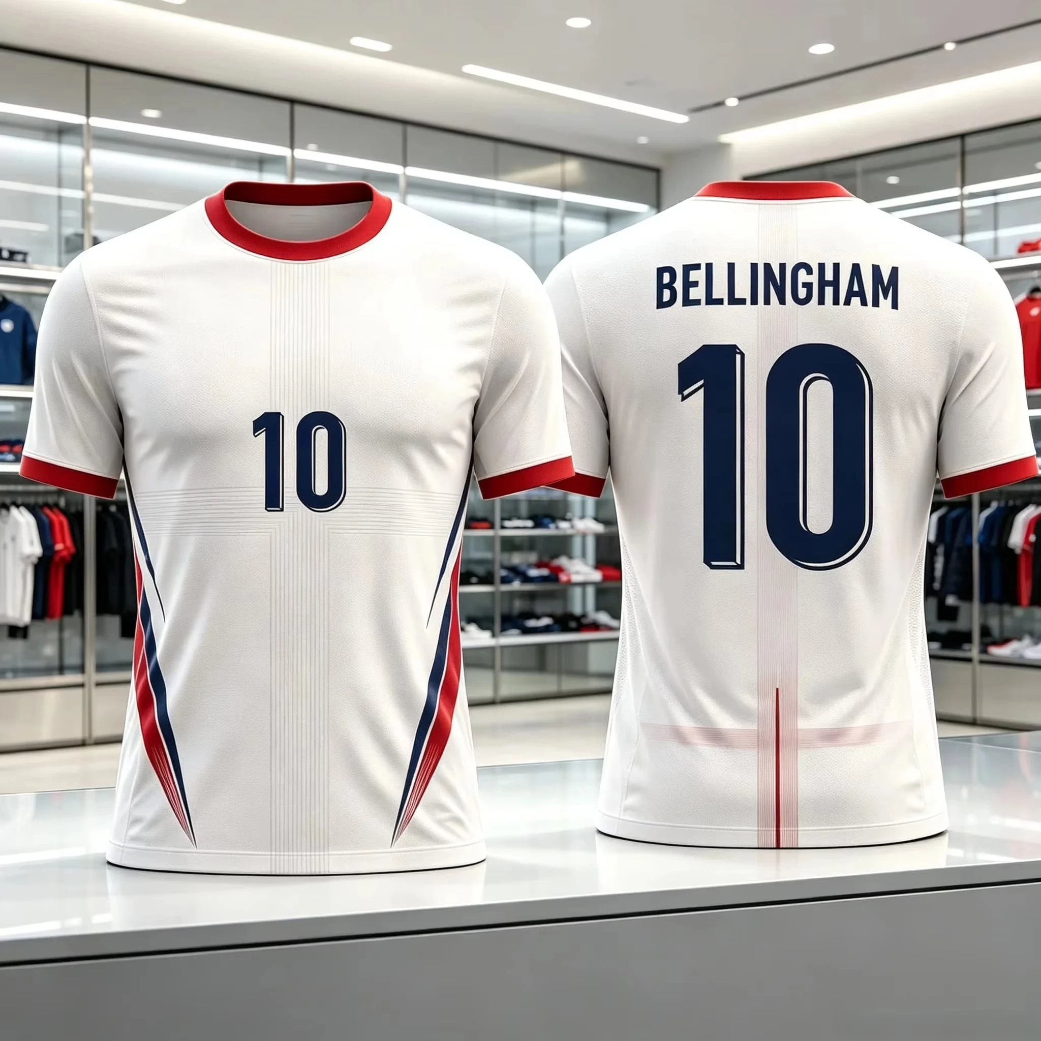 2026 Summer Soccer Jersey T-Shirt England Fan Souvenir Shirt Breathable Quick Dry Comfortable Sports Training Tops Short Sleeve