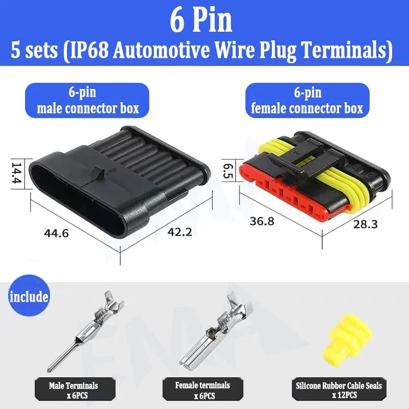 5 компл. 1/2/3/4-контактный электрический разъем водонепроницаемый AMP Super Seal IP68 автомобильные разъемы для проводов для грузовика, автомобиля, мотоцикла
