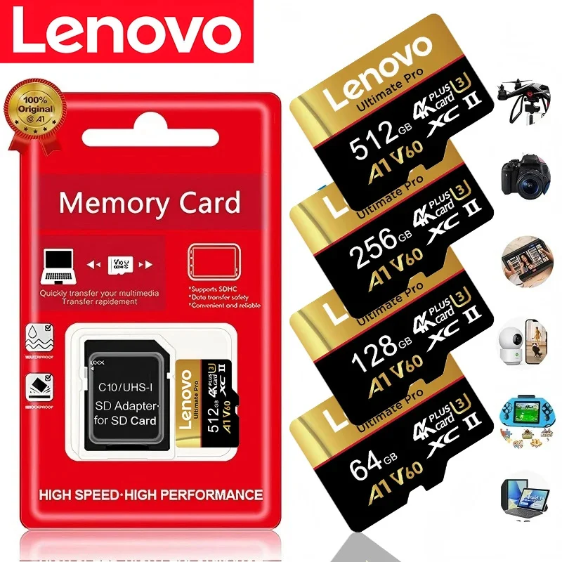 Lenovo High-Speed Storge SD Card Original Micro TF Cards Class 10 Fast Transfer Memory Card for Phones/Digital Camera/MP3 Player