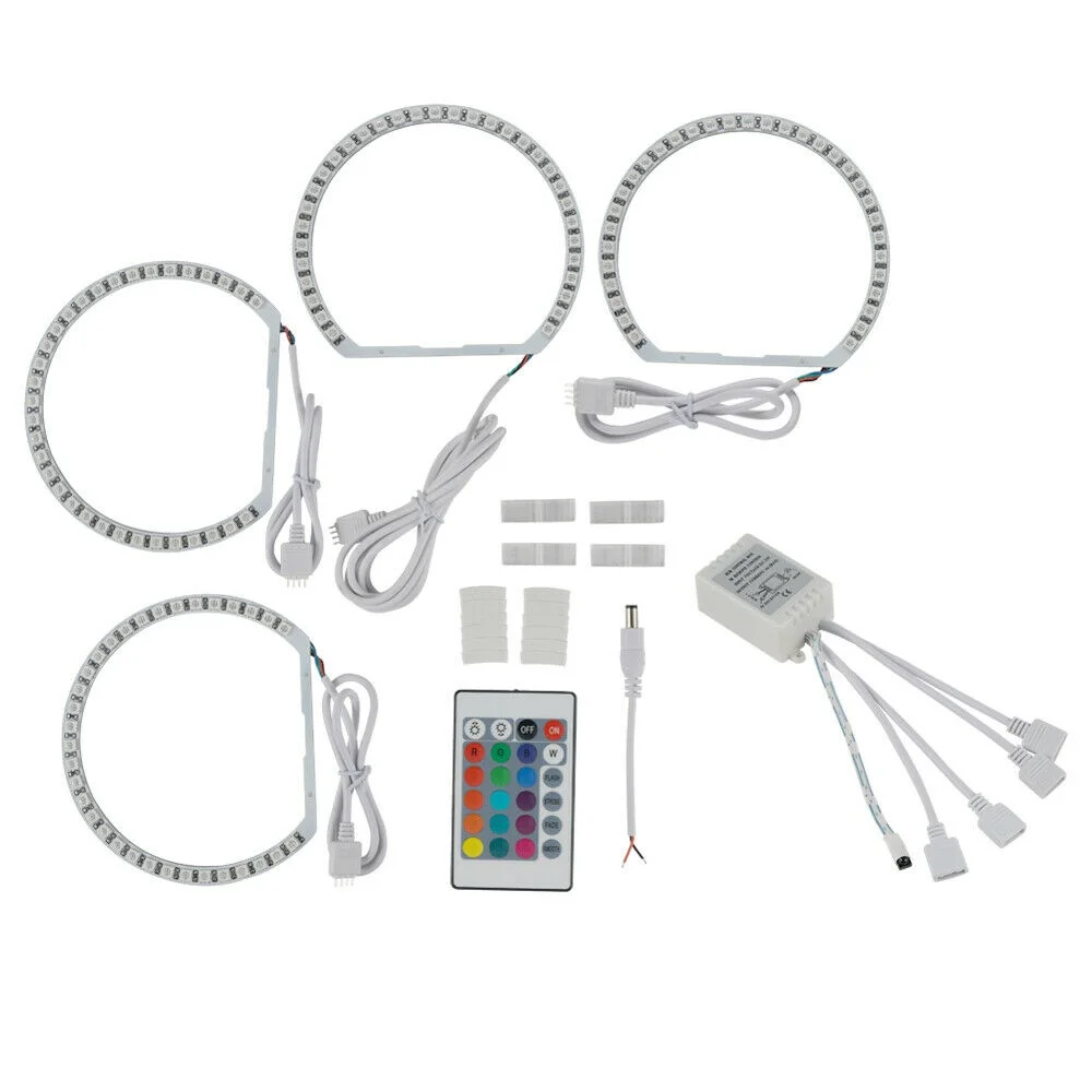 닷지 챌린저 2008-2014 헤드라이트 개조용 초고휘도 RGB 멀티 컬러 LED 자동차 헤드라이트 엔젤 아이즈 헤일로 링 라이트 키트