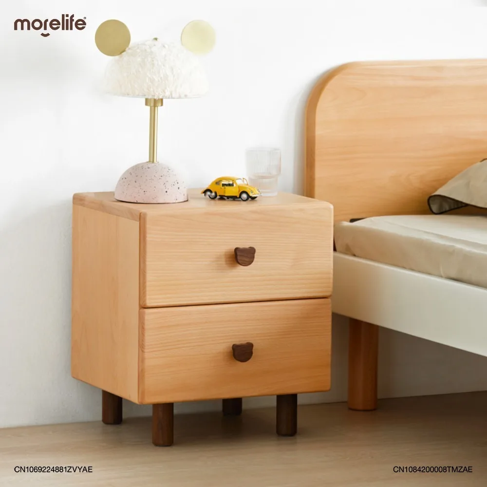 

Simple Beech Wood Cartoon Bedroom Nightstands Modern Storage Side Cabinet Nordic Solid Wood Bedside Table Home Furniture K01+