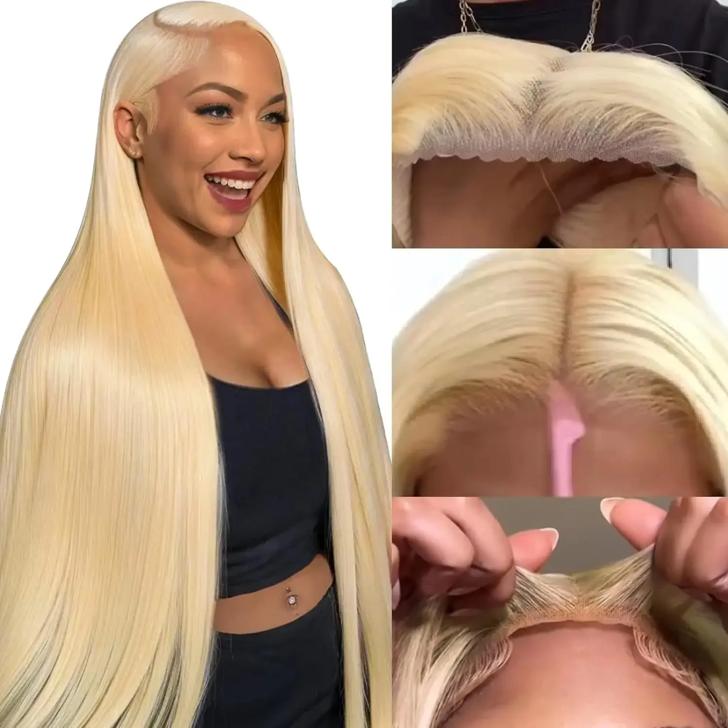 613 Blonde 13×6  Lace Frontal Wigs 13x4 Straight Human Hair Transparent Brazilian Remy Lace Frontal Wigs 4×4 Closure Wig