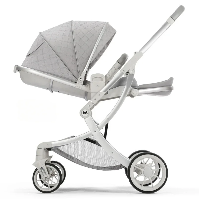 

High Landscape Baby Stroller Luxurious Light Rotatable Two-Way Trolley for Newborn One Hand Recline Pushchair Foldable Pram