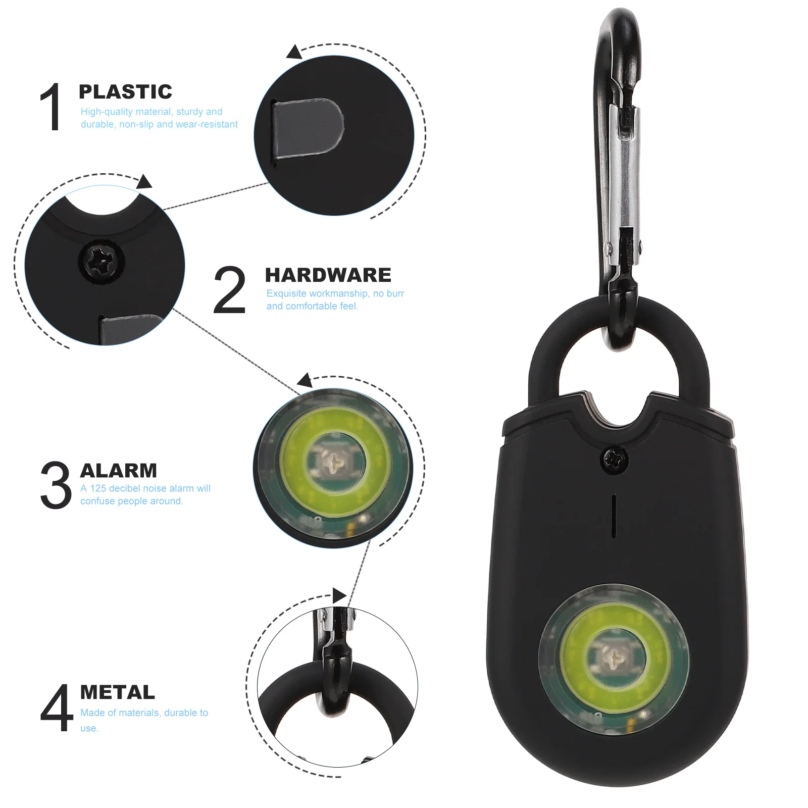 Personal Security Alarm With Led Light Anti-Theft Safety Siren For Women Kids Night Running Travel Emergency Protection