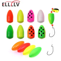 Elllv 20pcs Foam Fishing Floats Oval Beads for Surf Fishing Live Bait Saltwater Fishing Pompano Walleye Catfish Bottom Rigs