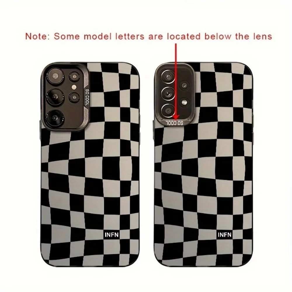 Checkerboard Phone Case For Samsung Galaxy S26 S25 S24 S23 S22 S21 S20  Plus Edge FE Note 20 Ultra 5G Soft Edge Hard Back Cover