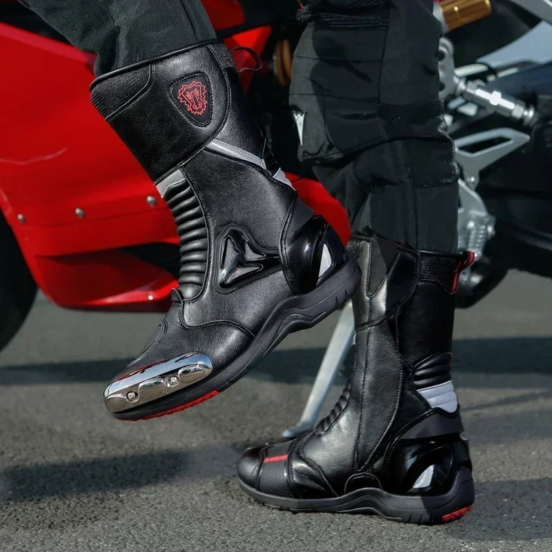 Scarpe da moto da velocità Stivali da competizione da corsa Stivali da motocross Stivali da motociclista per uomo Donna Stivali da moto da uomo