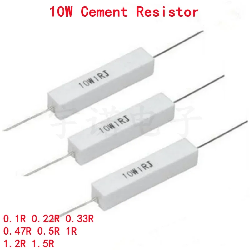 

10piece 10W 5% Cement Resistor New Power Resistance 0.1R 0.22R 0.33R 0.47R 0.5R 1R 1.2R 1.5R Ohms Accurate High Good Quality DIP