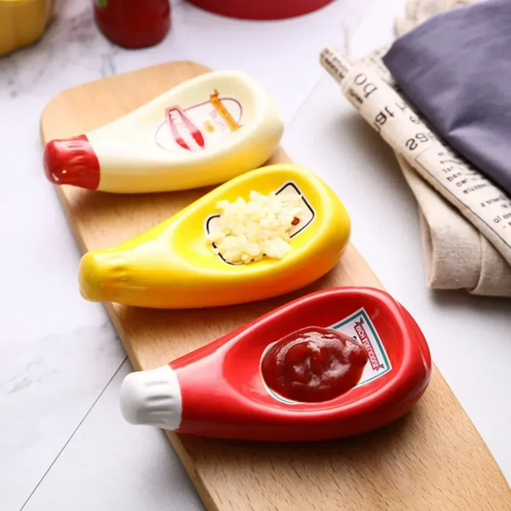 Creative Dish Plate Extruded Plate Tomato Bottle Shape Sauce Soy Sauce Dish Mustard Dish Dinner Plates Ceramic Plate L1