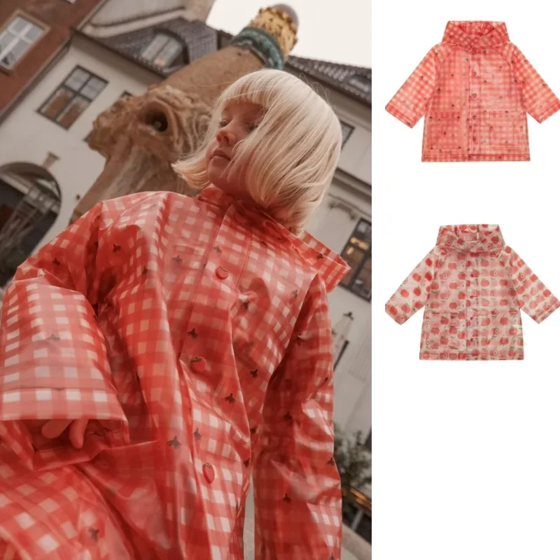 

Children's Raincoat 2025 Fall New Arrival Pink Print Fashionable Girls Boys Outdoor Windproof Rainwear Kindergarten Raincoat