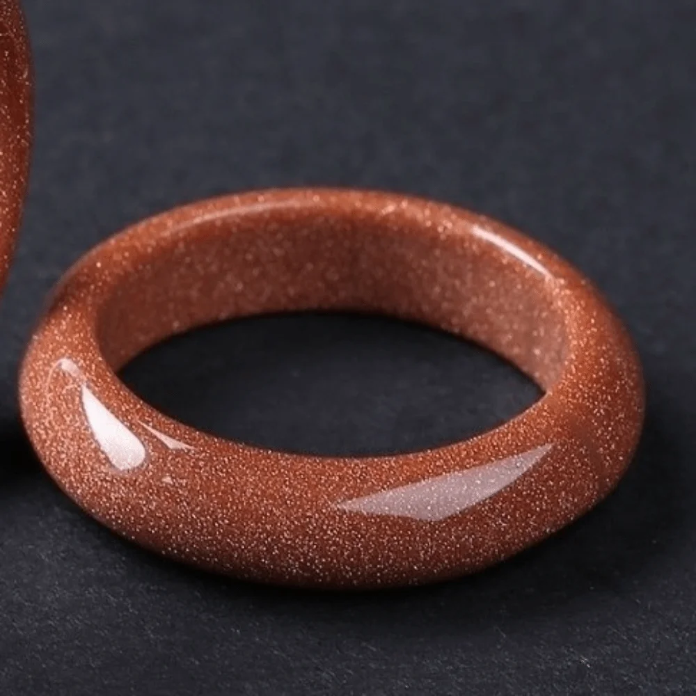 Daily Elegant Crystal Stone Band Rings Obsidian Stone Natural Crystal Minimalist Ring All-match Solid Design Jewelry Women