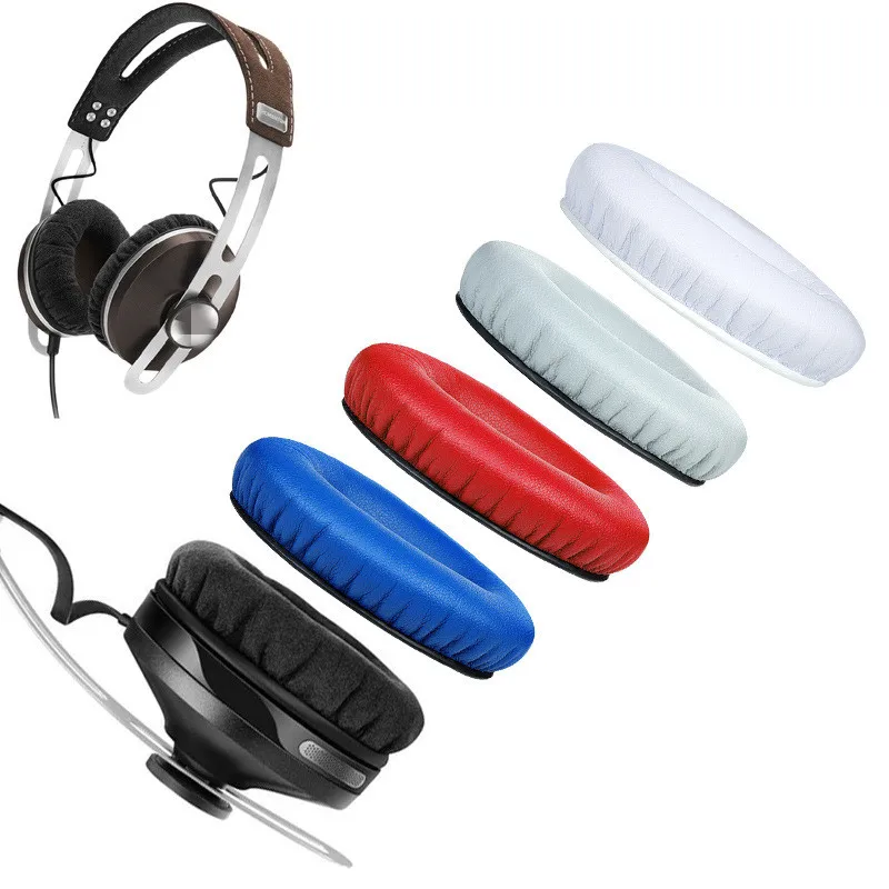 Penutup bantalan telinga kulit domba, 1 pasang untuk Sennheiser MOMENTUM ON-Ear headphone bantalan telinga Headset busa penutup telinga