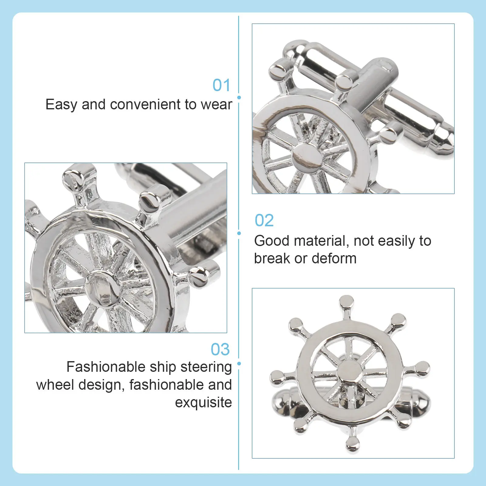 1Pair Ship Steering Wheel Cufflinks High Quality Copper Fashion Decorative Shirt Buttons Male Cuff Studs Casual Formal Wear
