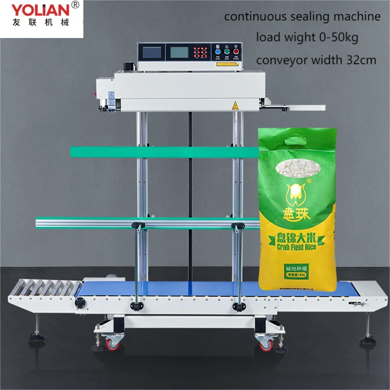 Continuous Band Sealing Machine Automatic Vertical Sealer Heat Sealing Machine Seal Packing Machine Conveyor Belt Widening