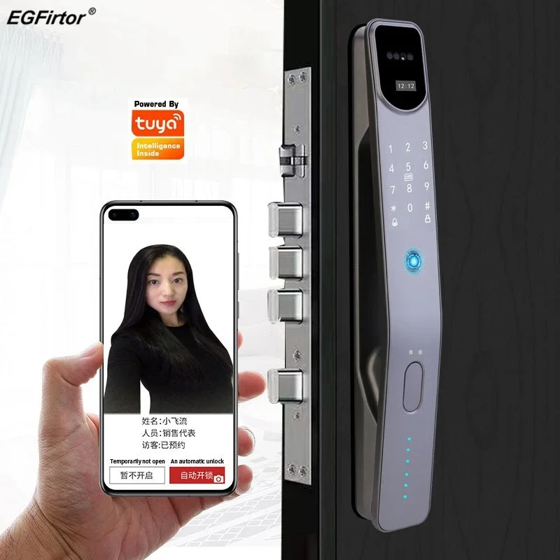 Tuya Wifi Zigbee Electronic Fingerprint Smart Door Lock 3D Face Recognition APP Remote Control Anti-theft Home Digital Lock