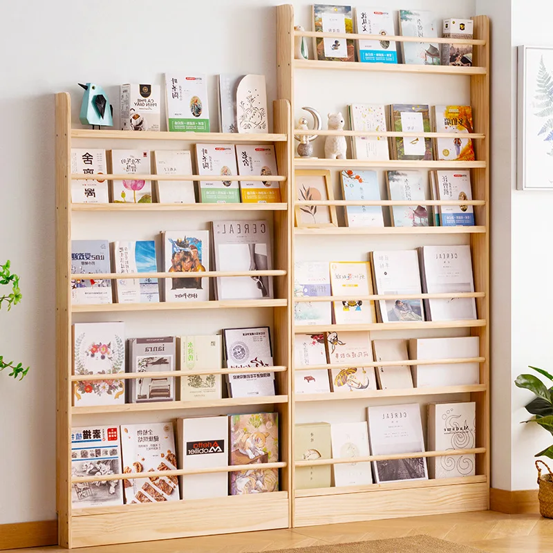 Solid Wood Ultra-Thin Bookshelf Behind Door Storage Rack Narrow Floor Standing ShelfUnitSpace Saving BookDisplayStand forLiving