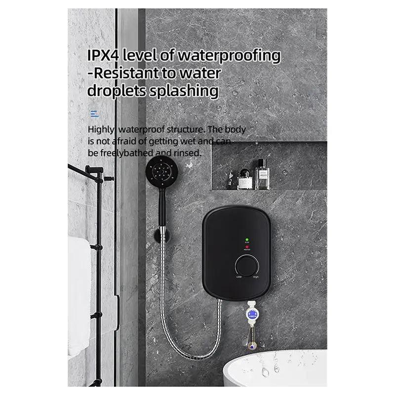 ABBZ-Compact Kitchen Aid Bathroom Water Heater Bathroom Water Heater Temperature Control UK Plug