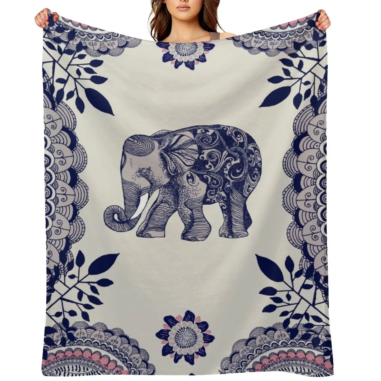 Pretty Pink Elephant Throw Blanket Winter beds Sofas Personalized Gift Warm Blankets