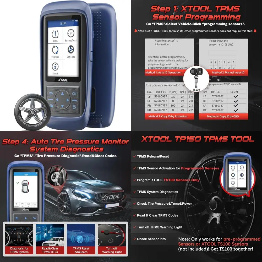 

TP150 TPMS Programming Tool, 2025 TPMS Relearn Tool, Activate/Relearn All Known TPMS Sensors, Program TS100 Sensors (315/ 433MHz