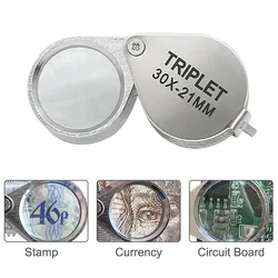Professional 10-30X Handheld Jewelry Magnifier – Foldable Pocket Loupe with Triplet Lens for Diamond, Reading & Precision Work