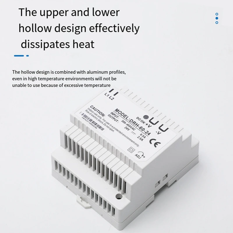 Fuente de alimentación conmutada de DRH-60-24, 60W, salida única, 24V, interruptor de fuente de alimentación de Riel Din Industrial para electrodomésticos