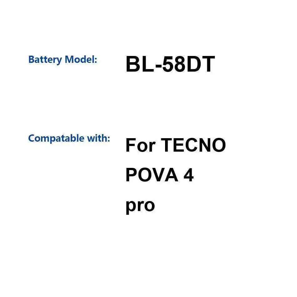 

BL-58DT Stable For Tecno Pova 4 Pro Mobile Phone Battery Premium Replacement 6000Mah