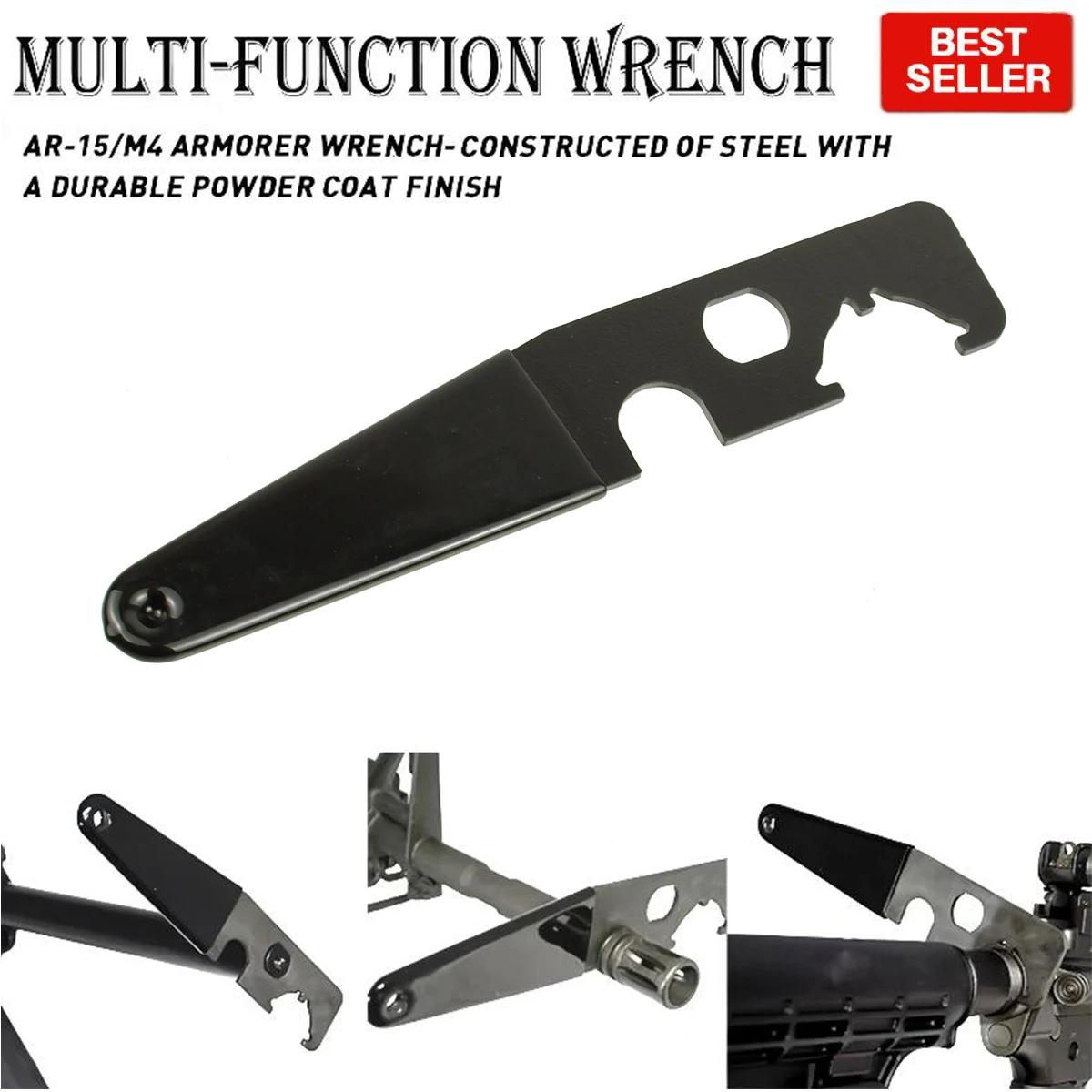 

Castle Nut Wrench Standard Length Receiver Extension, Removal Wrench, A1/A2 Flash Suppressor Wrench with Rubber Handle