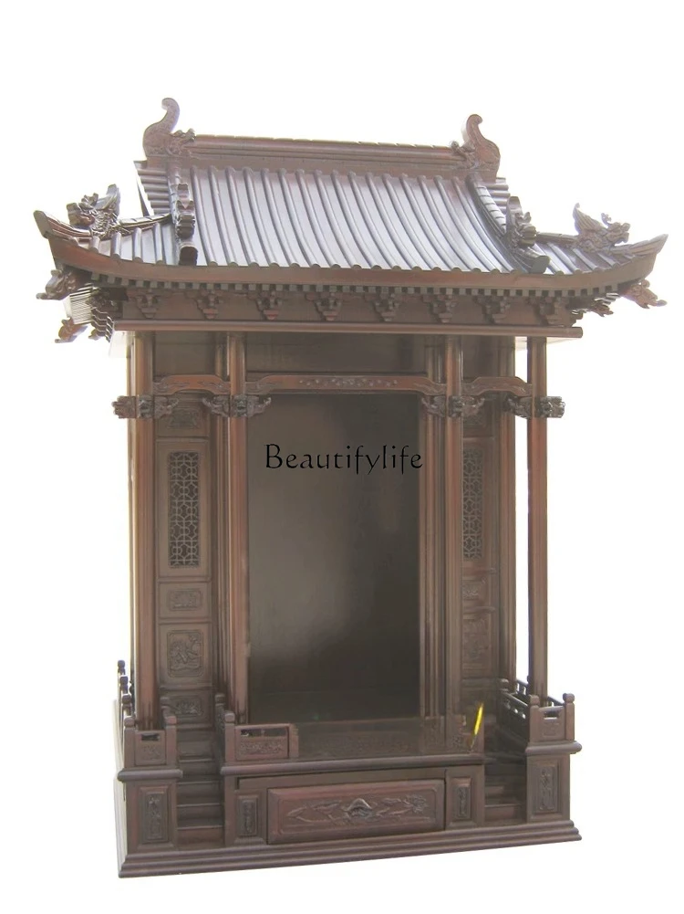 

Imitation palace-style shrine roof with door camphor wood table Buddhist platform
