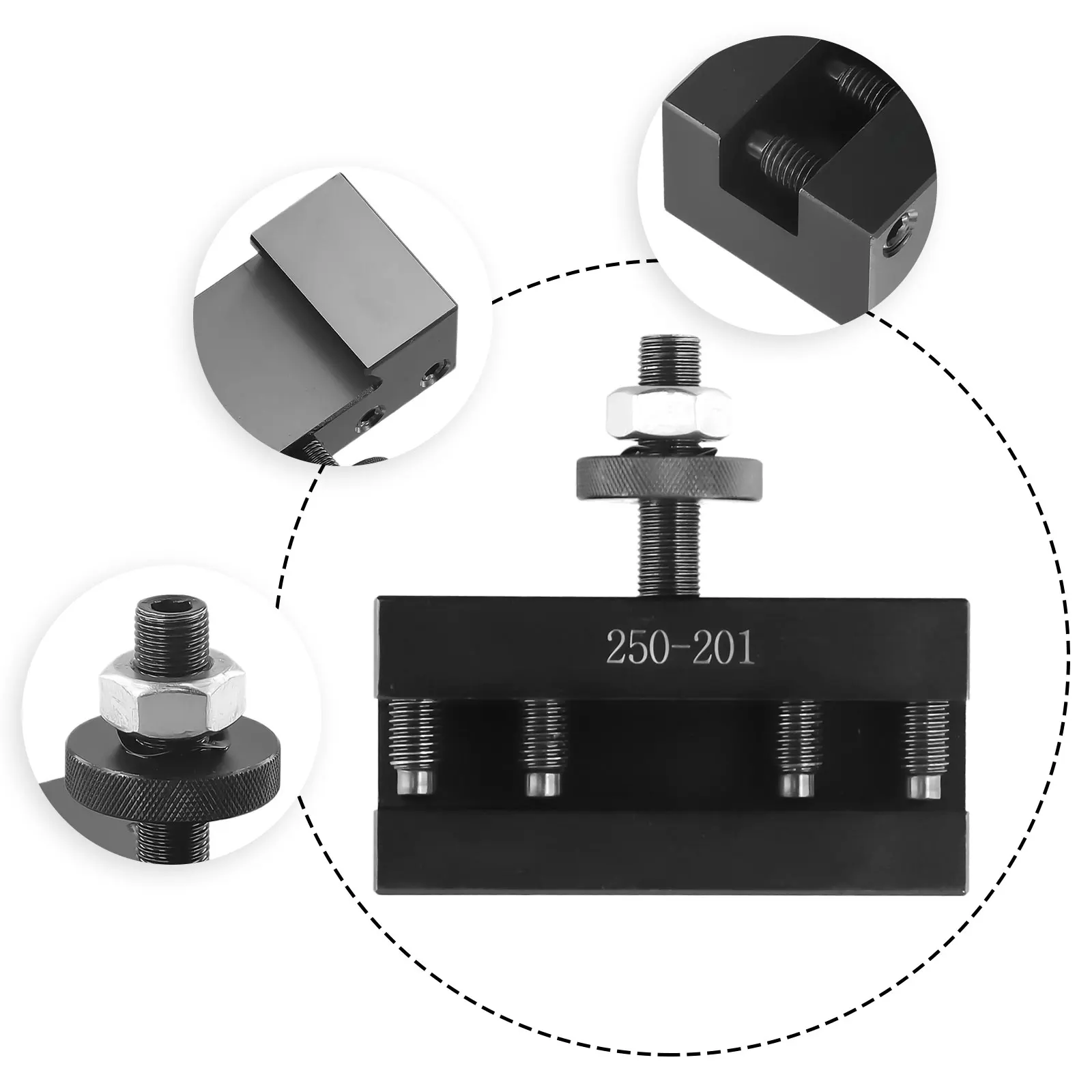 BXA #1 Quick Change Tool Post Holder 250-201 For CNC Lathe Turning And Facing 1/4-5/8 Inch Capacity Steel Black