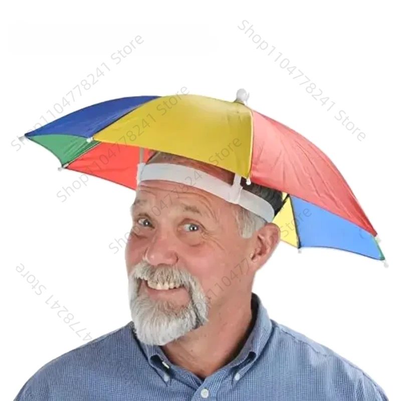 

Outdoor Sun Shade Waterproof Camping Fishing Headwear Cap Portable Rain Umbrella Hat Foldable Adjustable Fishing Hat for Men