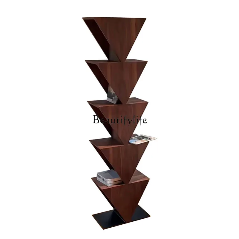 

North American black walnut triangle bookshelf medieval wabi sandy wind solid wood shelf