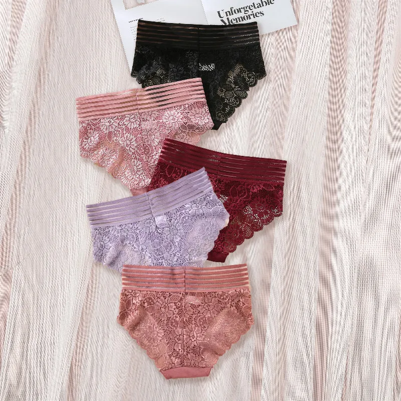 Sexy Lace Women\'s Underpants Solid Breathable Color Briefs Intimates Lingerie Panties Seamless Lingeries Woman Briefs Intimates