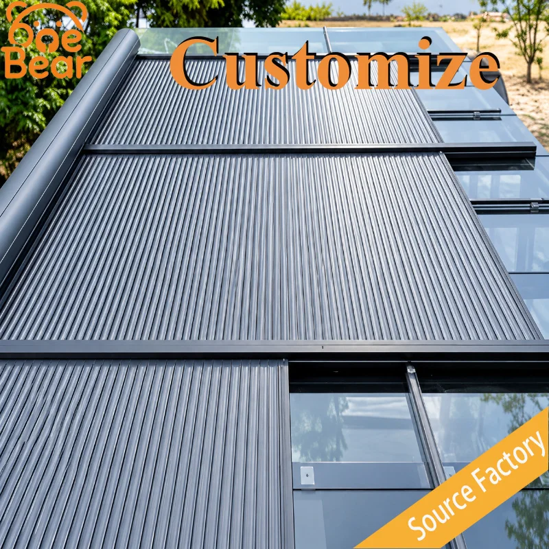 Customizable Outdoor Deck Aluminum Retractable Sky Awning Windproof Telescopic Roof Shade For Restaurant Backyard Gardens Canopy