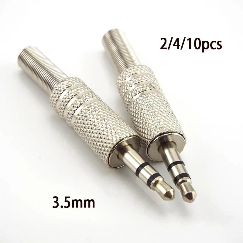 3.5mm 2 Ring 3 Poles Stereo Jack Plug 3.5mm 1/8 inch Female Audio Connector Cable Solder Adapter Metal Terminal with Spring D2