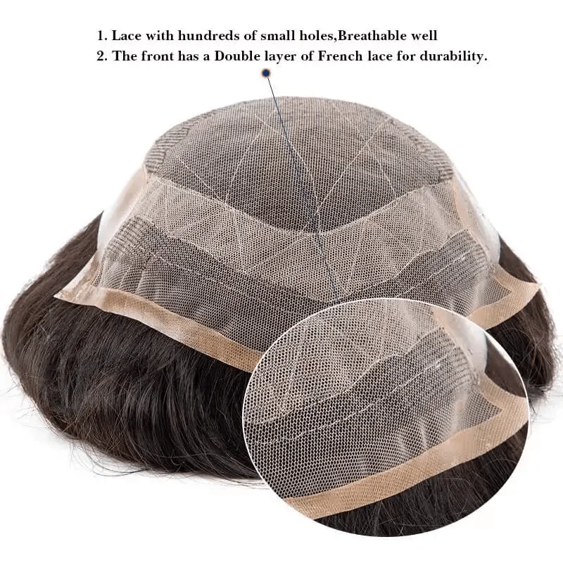 OCT- Male Hair Prosthesis Breathable Toupee For Men 100% Natural Human Hair Man Wig Lace & Pu Toupee Men 130% Density Male Wig