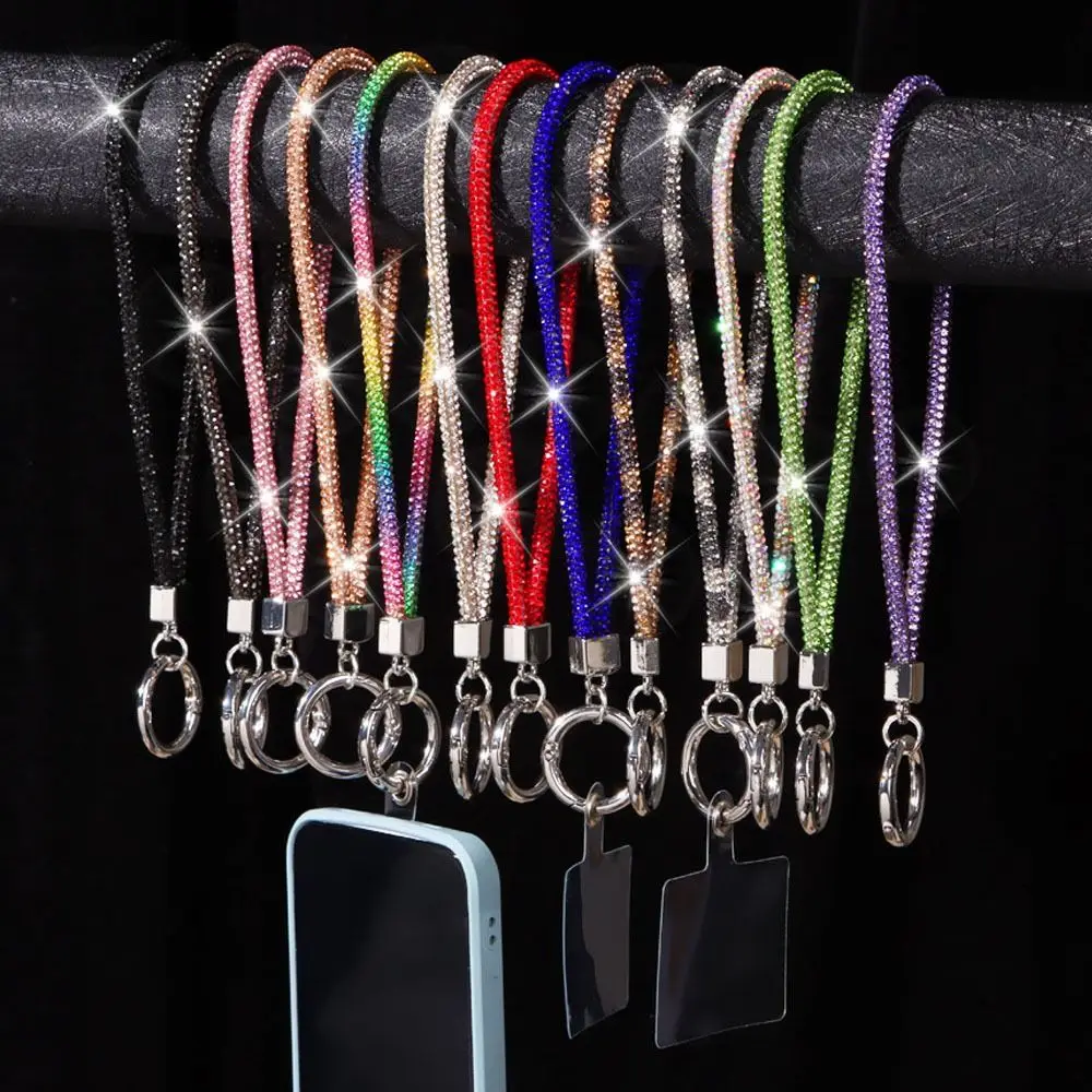 Glitter Bright Bling Bling Rhinestone Phone Lanyard Hanging Cord Wrist Straps Crystal Anti-lost Rope